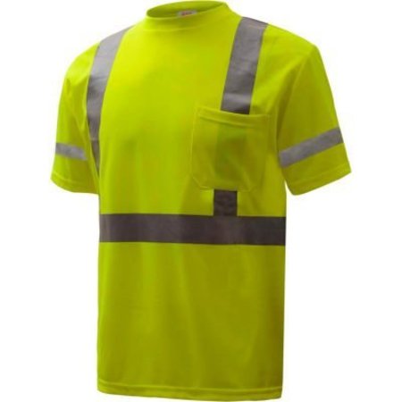GSS SAFETY GSS Safety 5007, Class 3, Hi-Viz Moisture Wicking Birdseye Short Sleeve T-Shirt, Lime, 2XL Tall 5007-2XL TALL